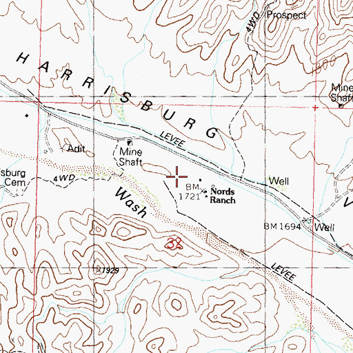 Topographic Map of Nords Ranch, AZ