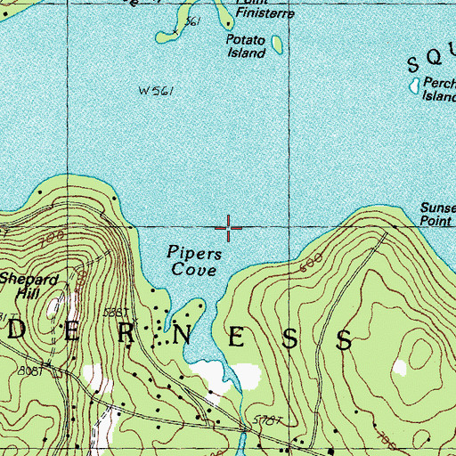 Topographic Map of Pipers Cove, NH