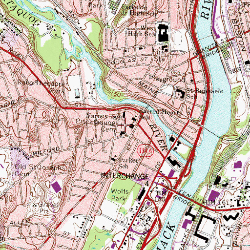 Topographic Map of Piscataquog Cemetery, NH