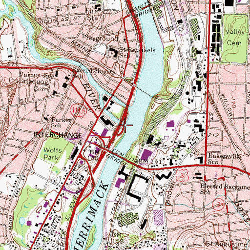 Topographic Map of Piscataquog River, NH