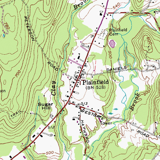 Topographic Map of Plainfield, NH