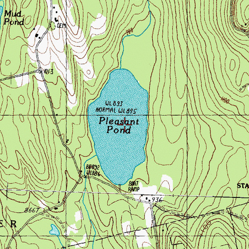 Topographic Map of Pleasant Pond, NH