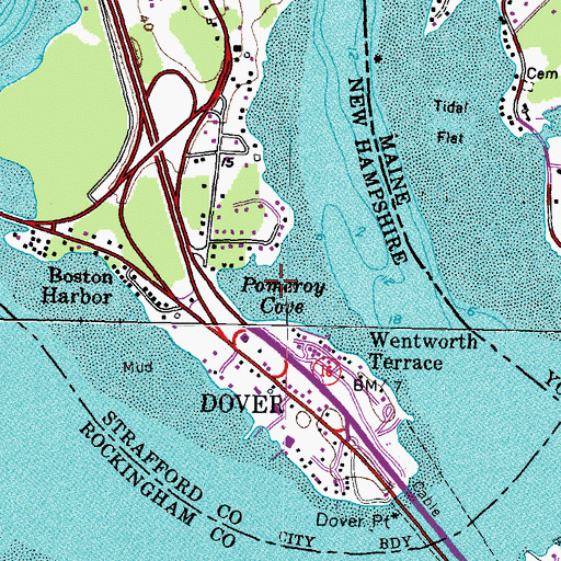 Topographic Map of Pomeroy Cove, NH