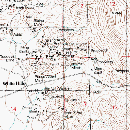 Topographic Map of Norma Mines, AZ