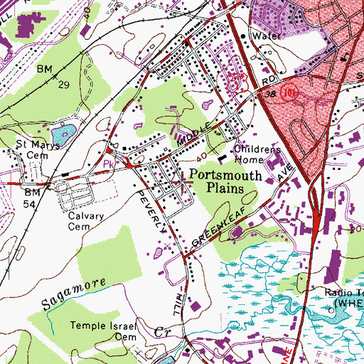 Topographic Map of Portsmouth Plains, NH