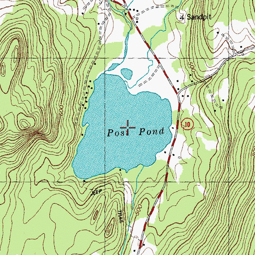 Topographic Map of Post Pond, NH