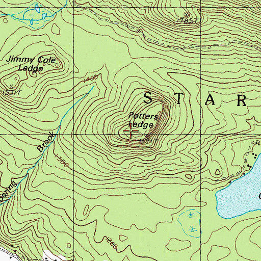 Topographic Map of Potters Ledge, NH