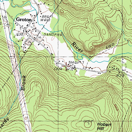 Topographic Map of Pratt Cemetery, NH
