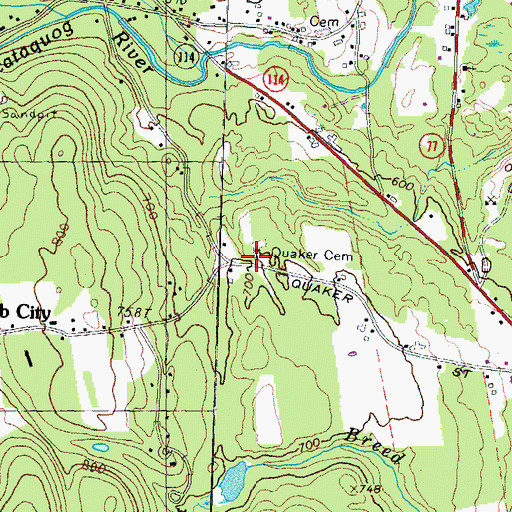Topographic Map of Quaker Cemetery, NH