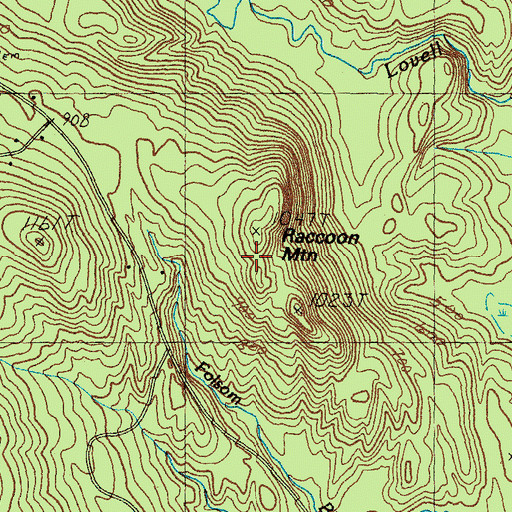 Topographic Map of Raccoon Mountain, NH