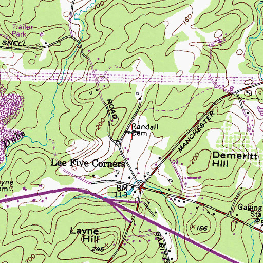 Topographic Map of Randall Cemetery, NH