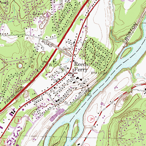 Topographic Map of Reeds Ferry, NH