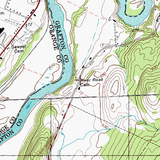 Topographic Map of River Road Cemetery, NH