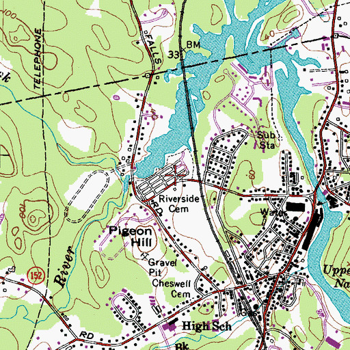 Topographic Map of Riverside Cemetery, NH