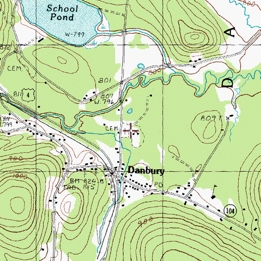Topographic Map of Riverside Cemetery, NH
