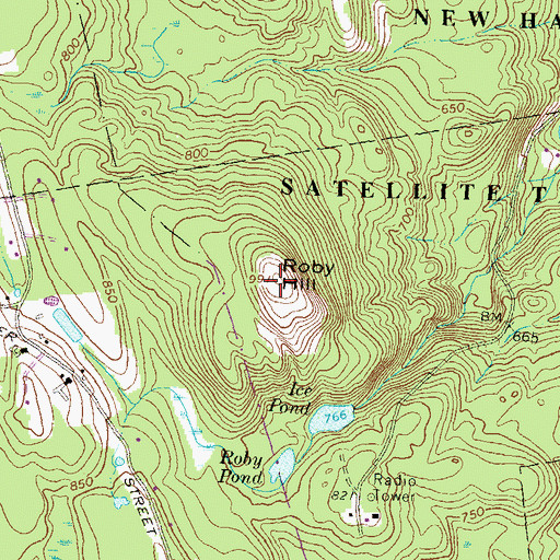 Topographic Map of Roby Hill, NH