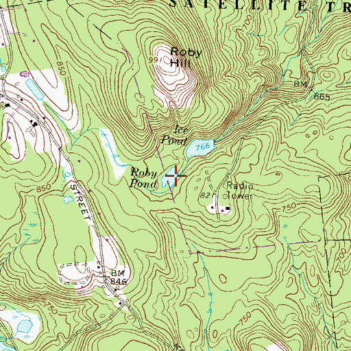Topographic Map of Roby Pond, NH