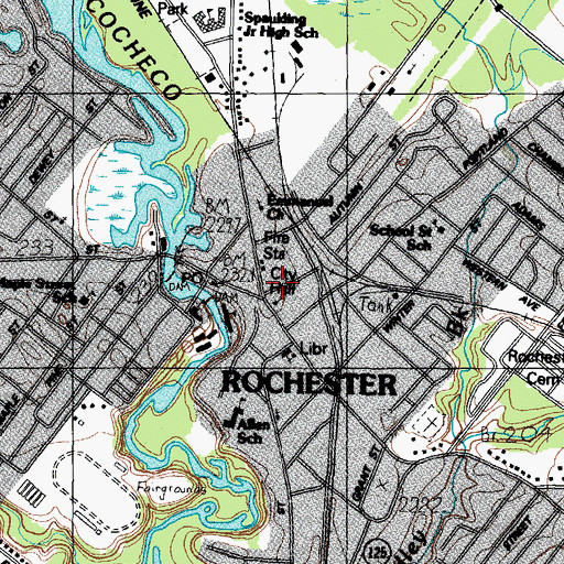 Topographic Map of Rochester, NH