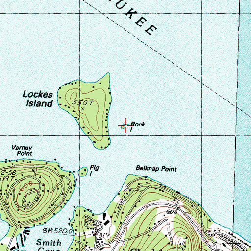 Topographic Map of Rock Island, NH