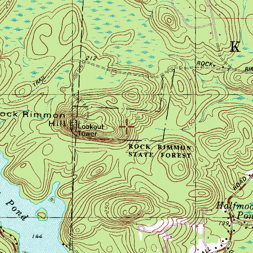 Topographic Map of Rock Rimmon State Forest, NH