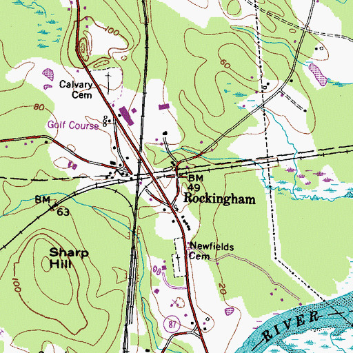 Topographic Map of Rockingham, NH