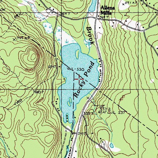 Topographic Map of Rocky Pond, NH