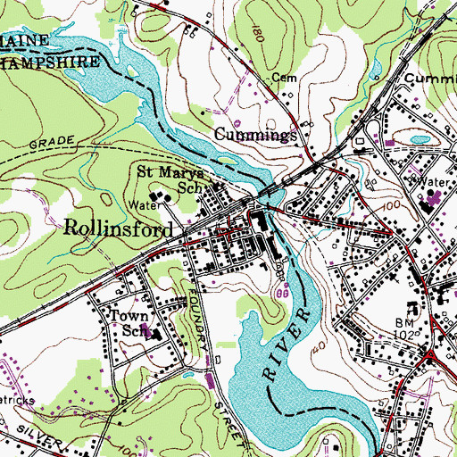 Topographic Map of Rollinsford, NH