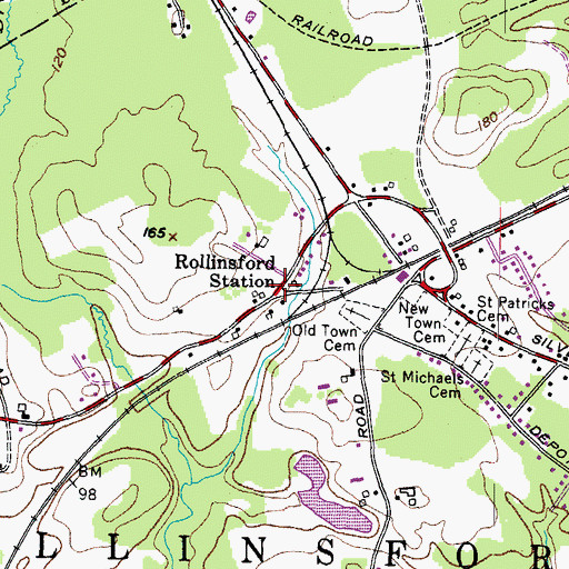 Topographic Map of Rollinsford Station, NH
