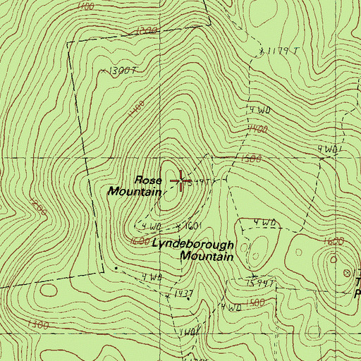 Topographic Map of Rose Mountain, NH