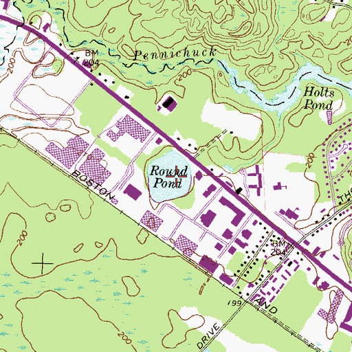 Topographic Map of Round Pond, NH