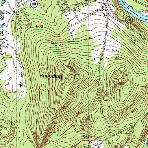 Topographic Map of Roundtop, NH