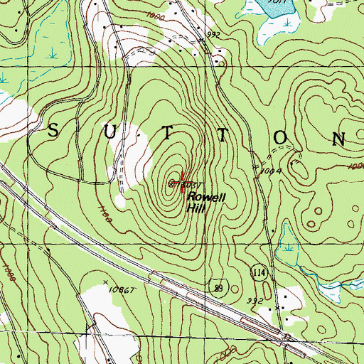 Topographic Map of Rowell Hill, NH