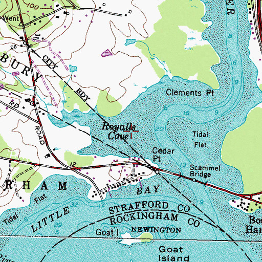 Topographic Map of Royalls Cove, NH