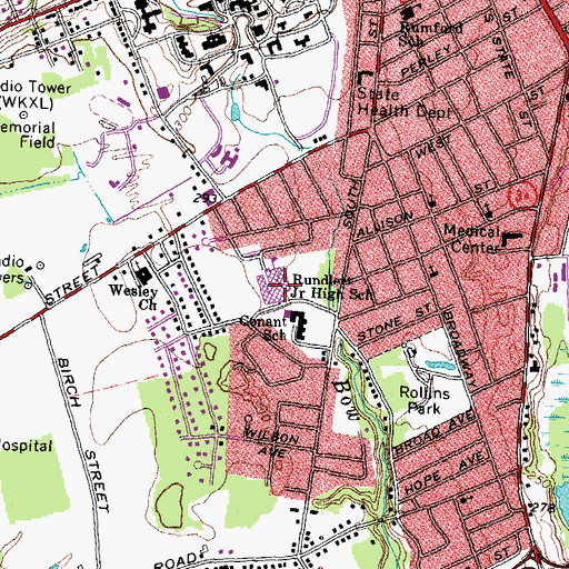 Topographic Map of Rundlett Middle School, NH