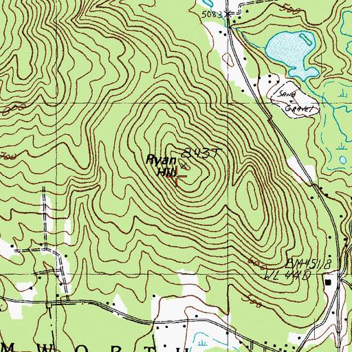 Topographic Map of Ryan Hill, NH