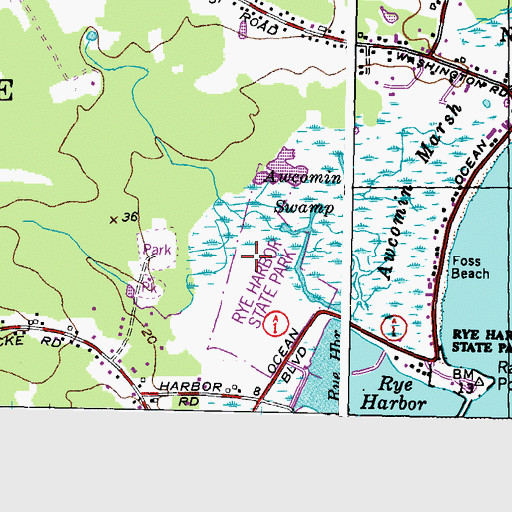 Topographic Map of Rye Harbor State Park, NH