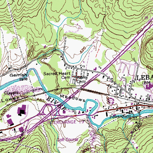 Topographic Map of Sacred Heart Cemetery, NH