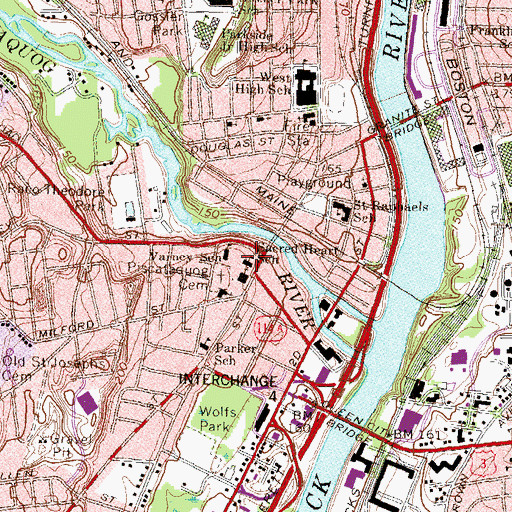 Topographic Map of Sacred Heart School, NH