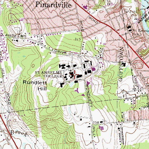 Topographic Map of Saint Anselm College, NH