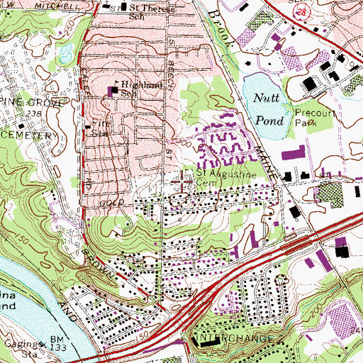 Topographic Map of New Saint Augustine Cemetery, NH