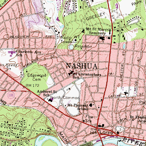 Topographic Map of Saint Christopher School, NH