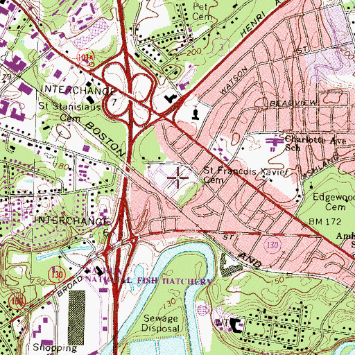 Topographic Map of Saint Francois Xavier Cemetery, NH