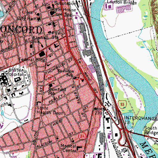 Topographic Map of Saint John Regional School, NH