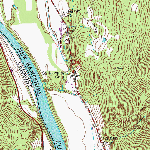 Topographic Map of Saint Josephs Cemetery, NH
