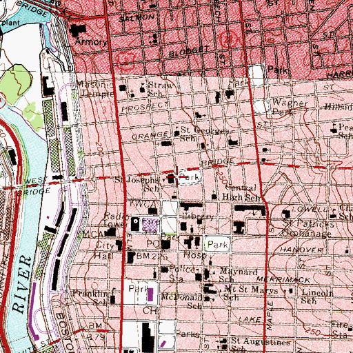 Topographic Map of Saint Joseph Regional Junior High School, NH