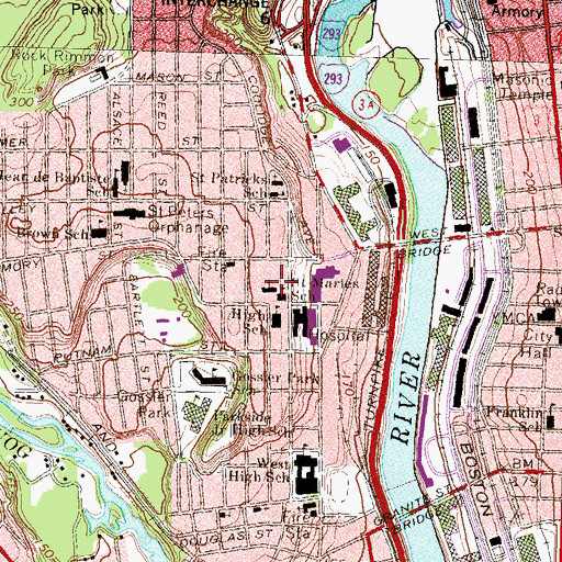 Topographic Map of West Side Catholic Regional School, NH