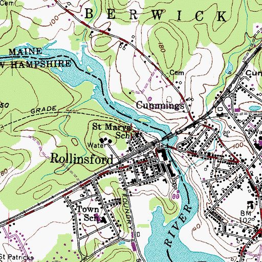 Topographic Map of Saint Marys School, NH