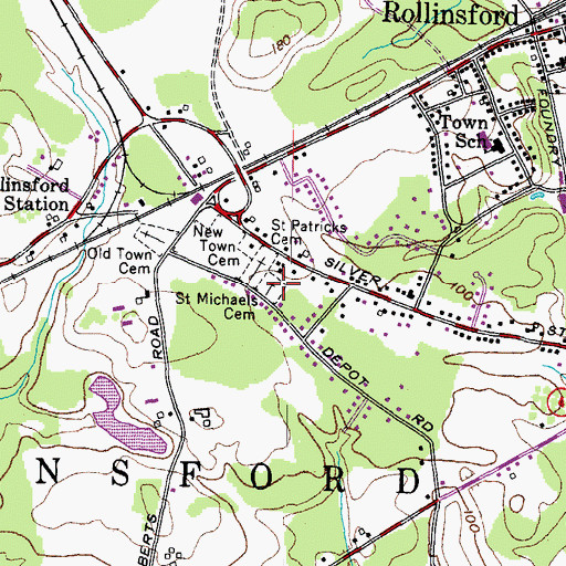 Topographic Map of Saint Michaels Cemetery, NH