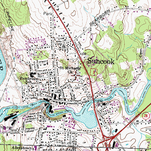 Topographic Map of Saint Michaels Church, NH