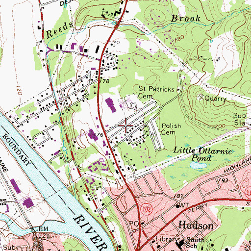 Topographic Map of Saint Patricks Cemetery, NH